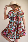 Easel printed Rayon Challis Woven Dress