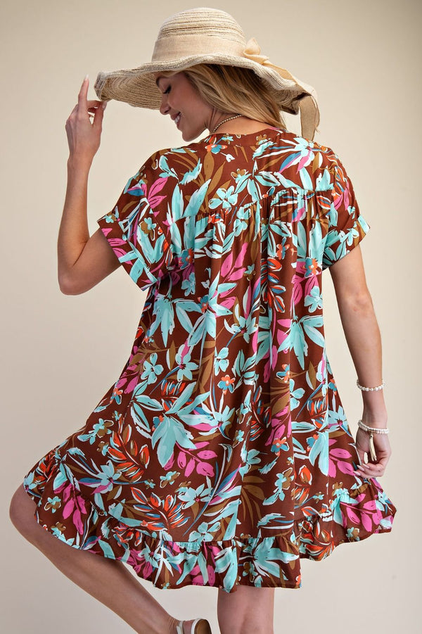 Easel printed Rayon Challis Woven Dress