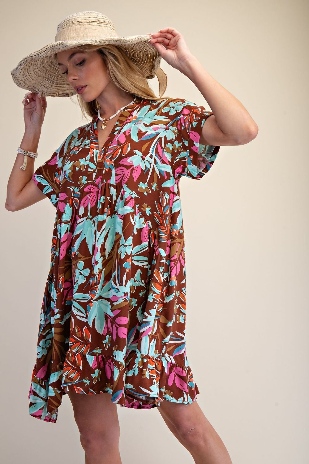 Easel printed Rayon Challis Woven Dress