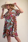 Easel printed Rayon Challis Woven Dress