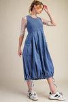 Easel Mineral Washed Rib Knit & Cotton Woven Maxi Dress - Blush & Cactus