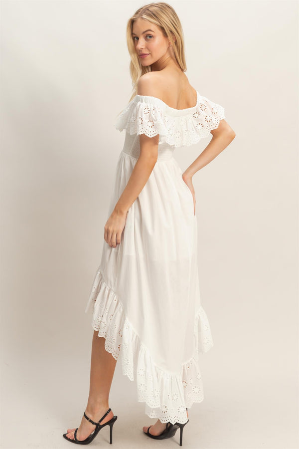 Off Shoulder Smocked Dress - Blush & Cactus