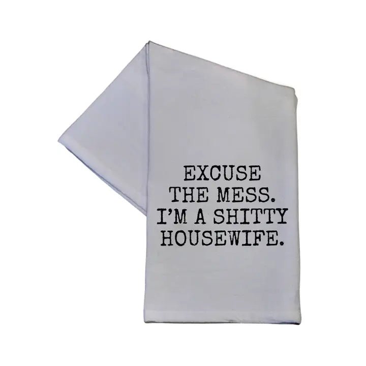 I'm A Shitty Housewife Funny Dish Towel 16x24 Cotton - Blush & Cactus