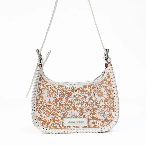 Loyal West Dannia Medium Purse - Ivory Dust Handtooled Leather and Calfskin