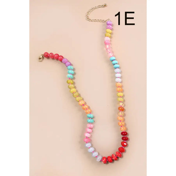 Natural Agate Glass Semi Precious Bead Necklace