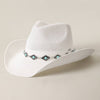 Cowboy Straw Hat With Turquoise Metal Band