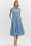 Entro Denim Sleeveless Midi Dress