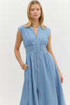 Entro Denim Sleeveless Midi Dress