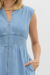 Entro Denim Sleeveless Midi Dress