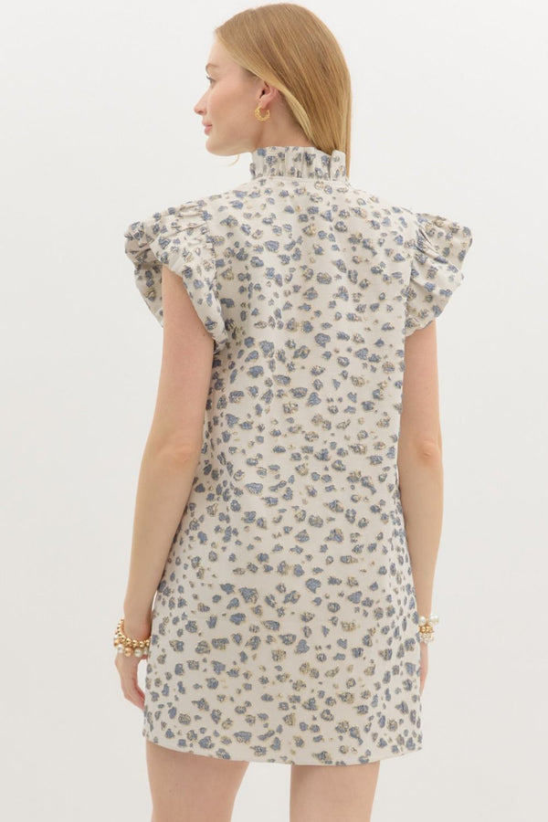 Entro Metallic Accented Abstraact textured pattern mini dress