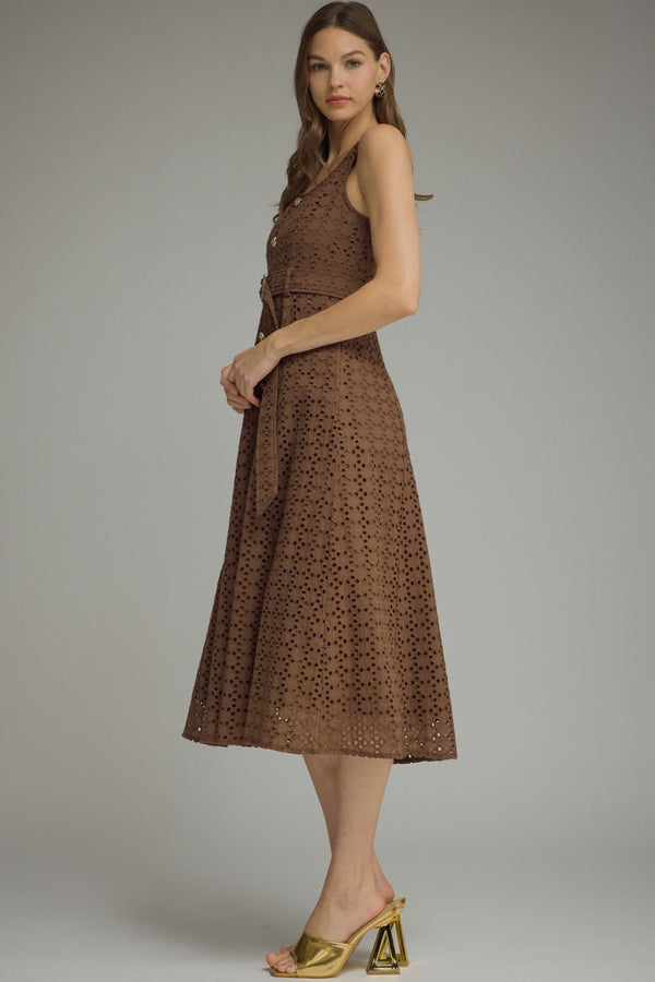 Entro Solid Sleeveless Midi Dress