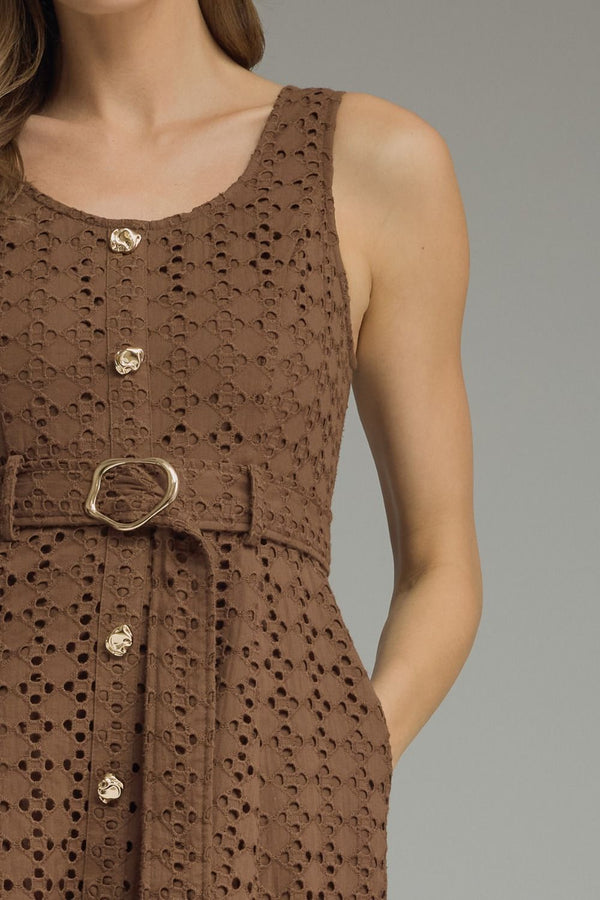 Entro Solid Sleeveless Midi Dress