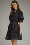 Entro Dot Print Short Puff Sleeve Mini Dress - Blush & Cactus