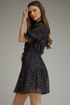 Entro Dot Print Short Puff Sleeve Mini Dress - Blush & Cactus