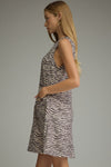Animal print sleeveless mini dress with a round neckline