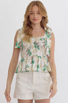 The Palm & Sand Floral Top - Blush & Cactus