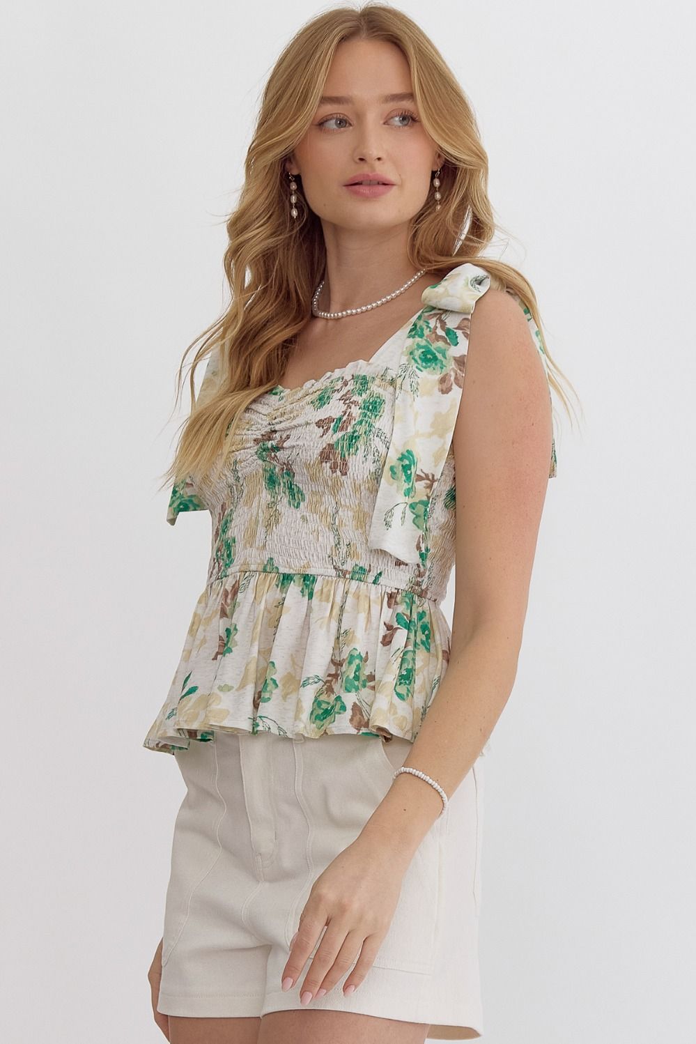 The Palm & Sand Floral Top - Blush & Cactus
