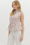 Entro Floral print Sleeveless Peplum Top