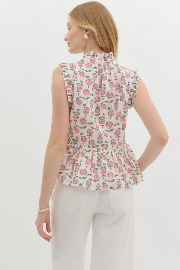 Entro Floral print Sleeveless Peplum Top