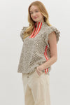 Entro Leopard Print Bubble Flutter sleeve top