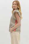 Entro Leopard Print Bubble Flutter sleeve top