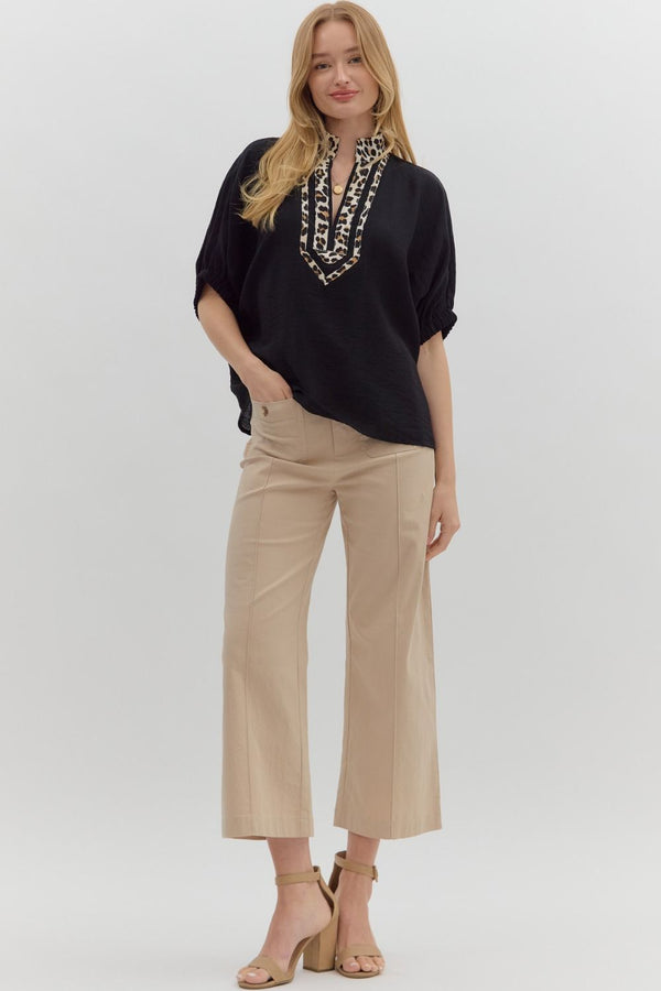 Entro Solid elasticated sleeve band dolman top - Curvy Size