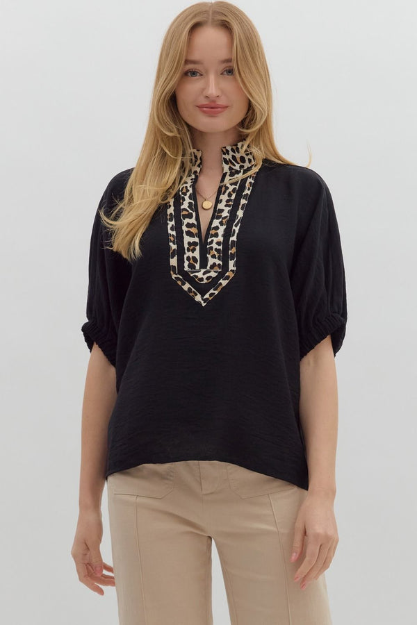 Entro Solid elasticated sleeve band dolman top - Curvy Size