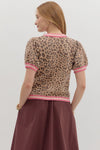 Entro Leopard pattern short puff sleeve featuring multicolor accent band