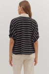 Entro Striped Short Doman sleeve Top - Blush & Cactus