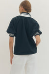 Entro Solid Short Puff Raglan Sleeve Knit Top - Blush & Cactus