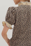 Entro Leopard Print Puff Sleeve Top - Blush & Cactus