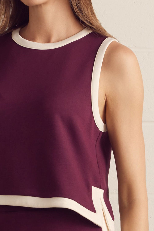 Entro solid sleeveless knit skirt & top set