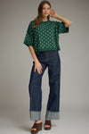 Entro Polka Dot round Neck Short Sleeve Sweater Top