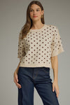 Entro Polka Dot Round Neck Sweater top