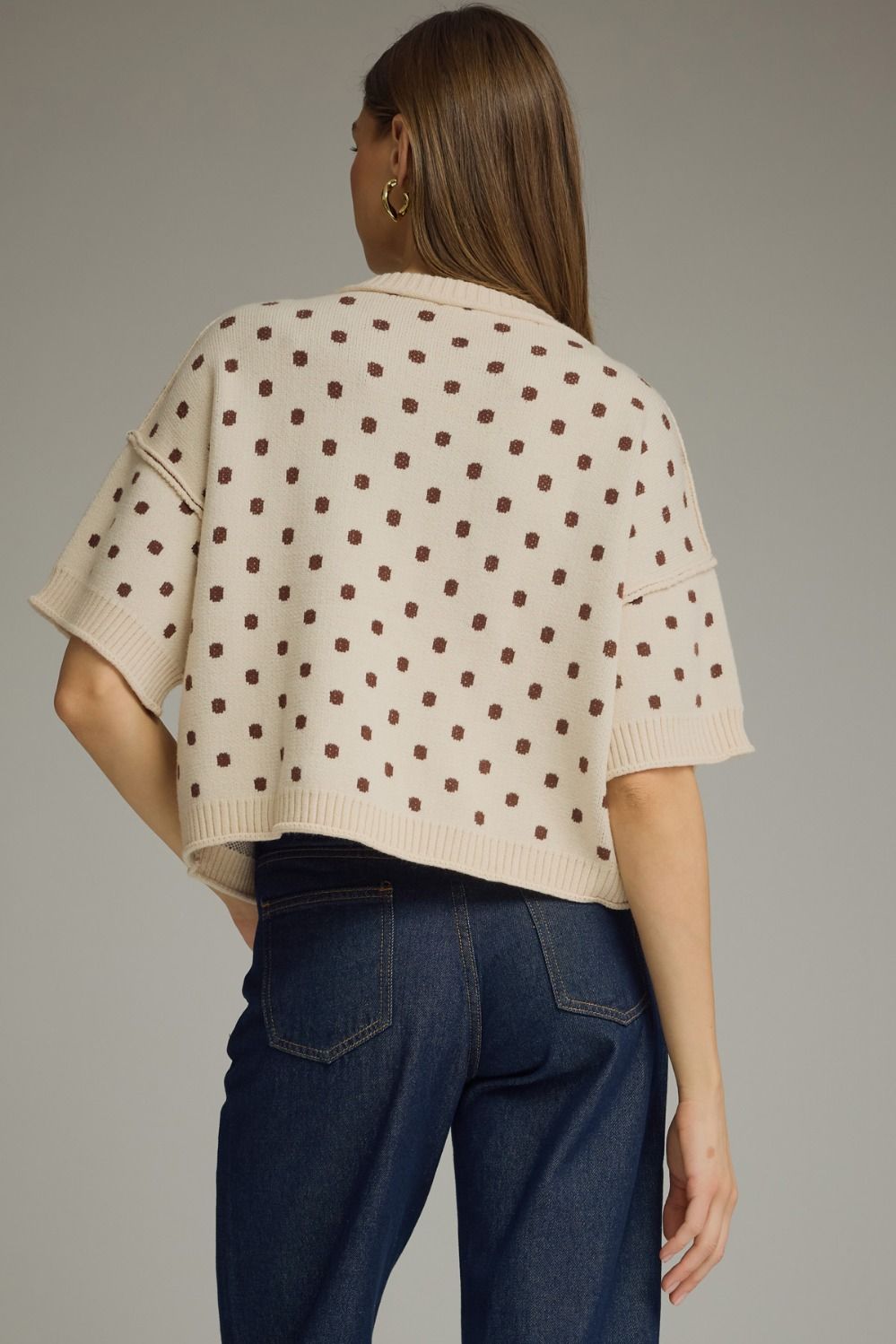 Entro Polka Dot Round Neck Sweater top