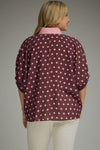Polka Dot Short Dolman Sleeve Top - Blush & Cactus