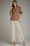 Entro Floral Print Short Puff Sleeve Top