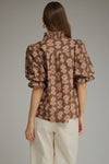 Entro Floral Print Short Puff Sleeve Top