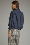Entrol Solid 3/4 Balloon sleeve Denim Top