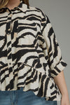 Entro Abstract Zebra Print 3/4 sleeve top