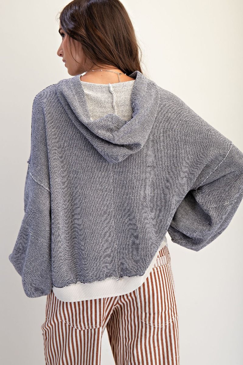 Bow Embroidery Pullover Hoodie - Blush & Cactus