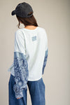 Easel Print Mix Thermal Knit Pullover - Blush & Cactus