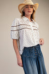 Easel Floral Printed Seersucker Boxy Top - Blush & Cactus