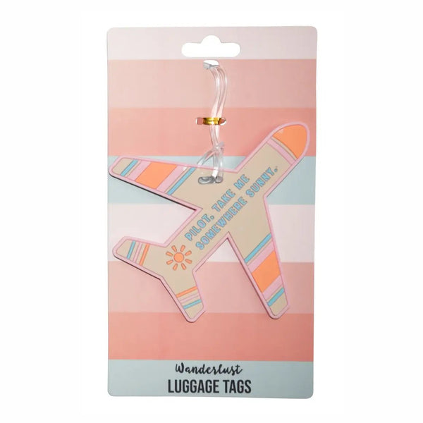 Sunny Airplane Travel Silicone Luggage Tag - Blush & Cactus