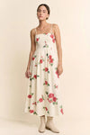 Printed French Terry Bra Straps Midi Dress - Blush & Cactus