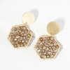 Faceted Glass Beads Hexagon Drop Dangle Earrings - Blush & Cactus