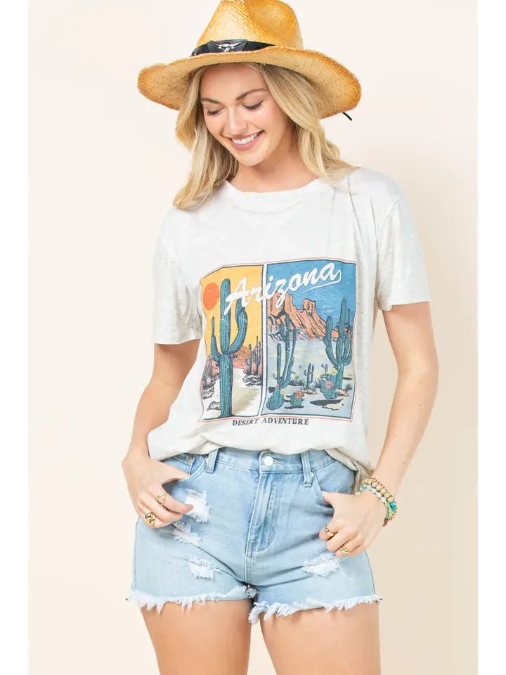 Arizona Graphic Short Sleeve T-Shirt - Blush & Cactus