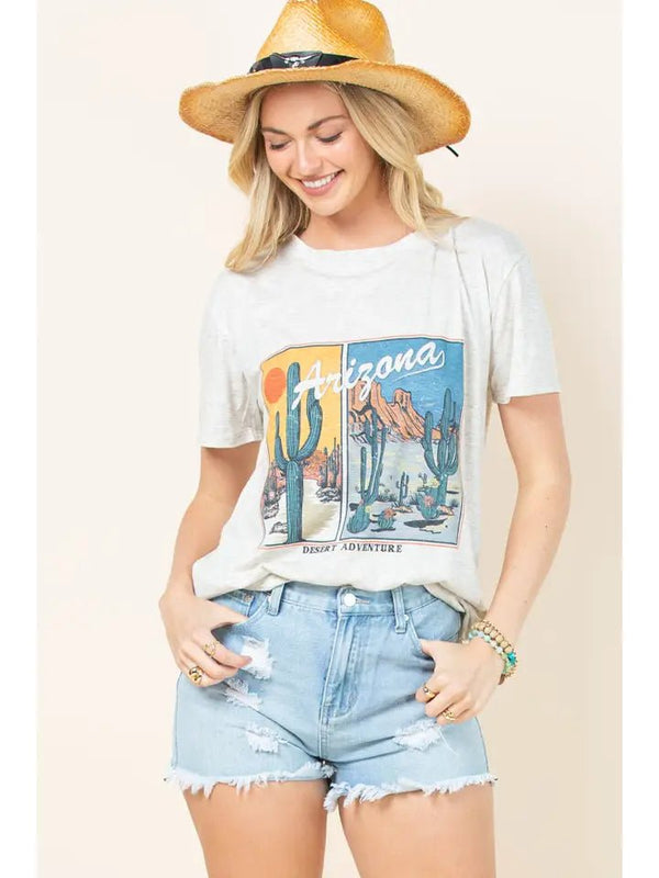Arizona Graphic Short Sleeve T-Shirt - Blush & Cactus