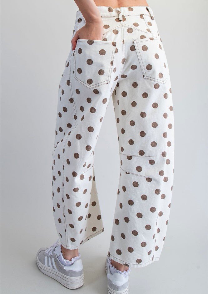 eesome Mineral Washed Polka Dot Barrel Pants - Blush & Cactus