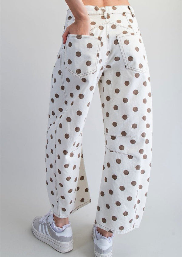 eesome Mineral Washed Polka Dot Barrel Pants - Blush & Cactus